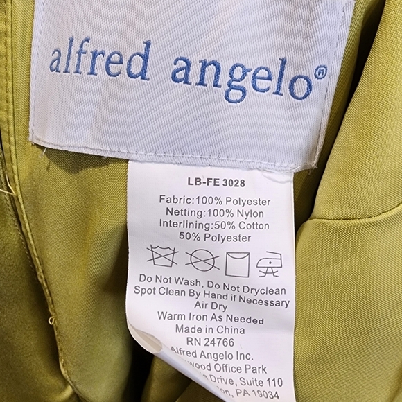 Alfred Angelo green Floor Length Strapples Satin gown fit XL + - Picture 6 of 15